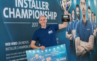 Bart-Jan Maas van GebouwService Zuid winnaar Grundfos Installer Championship
